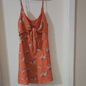 Rue 21 Ladies Floral Peachy‎ Orange Sleeveless Dress Sz M